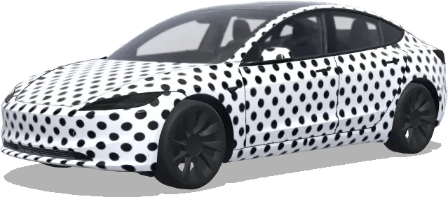 Schwarze Punkte Weiß (Black dots. Colors: white.) – Tesla Model 3 Wrap