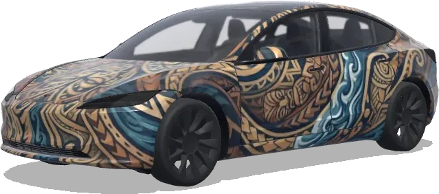 Mural tribal polinesio – wrap para Tesla Model 3