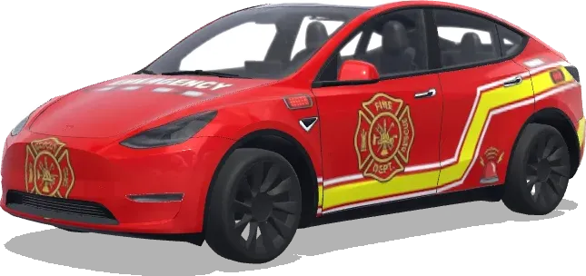 Feuerwehr-Abzeichen-Folierung in Rot – Tesla Model Y Wrap