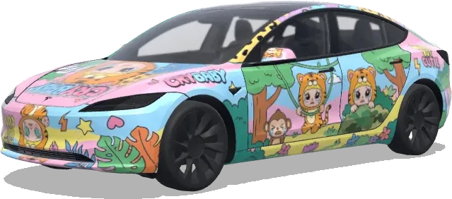 popmart CRYBABY Wild but Cutie – Tesla Model 3 wrap