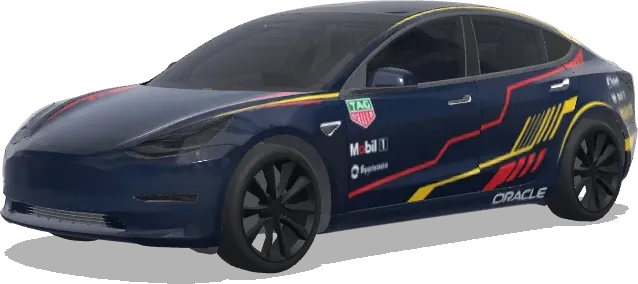 Navy Red Bull Glow – Tesla Model 3 wrap