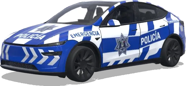 Blaue und weiße Notruf-Polizei – Tesla Model Y Wrap