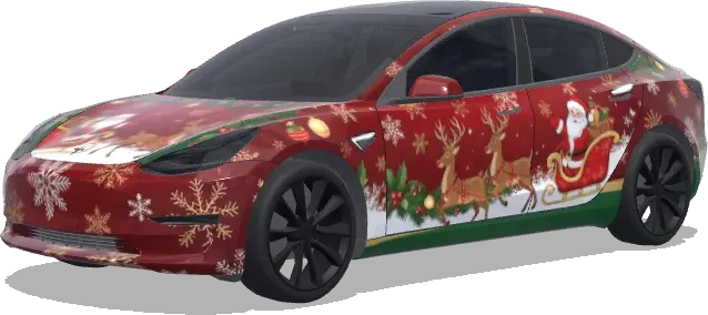 Housse de Noël « Traîneau du Père Noël » – covering Tesla Model 3