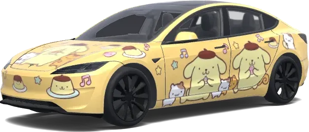 布丁狗. Colors: yellow. – 特斯拉 Model 3 涂装