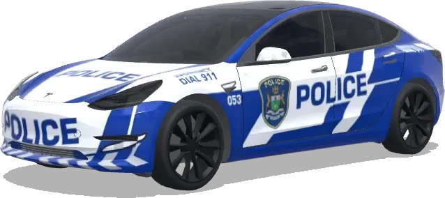 Blaue und weiße Polizei-Lackierung – Tesla Model 3 Wrap