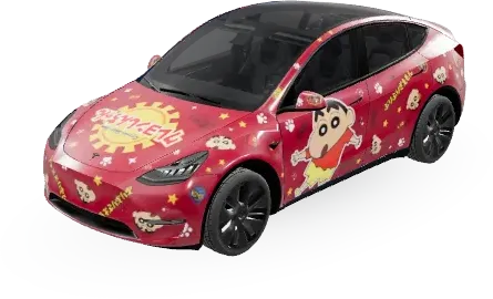 Film de carrosserie rouge Crayon Shin-chan (蜡笔小新) – covering Tesla Model Y