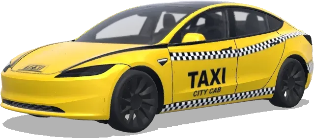 Schachbrett-Streifen-Stadttaxi – Tesla Model 3 Wrap