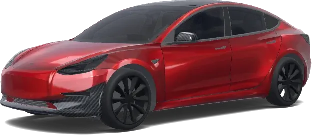 Rot mit Carbon Details – Tesla Model 3 Wrap