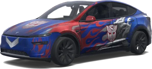 Transformers Flammen-Folierung – Tesla Model Y Wrap
