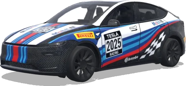 Blaue Streifen 2025 Racing – Tesla Model Y Wrap