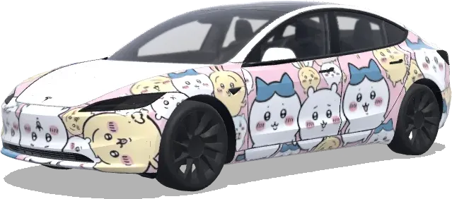 Chiikawa Charaktere – Tesla Model 3 Wrap