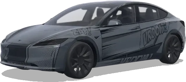 Gris sigiloso estilo cómic (stealth grey comic style) – wrap para Tesla Model 3
