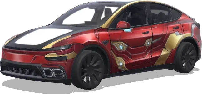 Iron Man (iron man) – covering Tesla Model Y