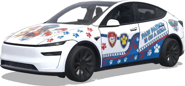 paw patrol white car – Tesla Model Y wrap
