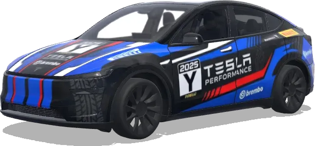 Синяя виниловая плёнка Performance 2025 (赛车涂装,大胆的赞助商贴花,赛车条纹,号码牌和性能导向的图案) – оклейка Tesla Model Y