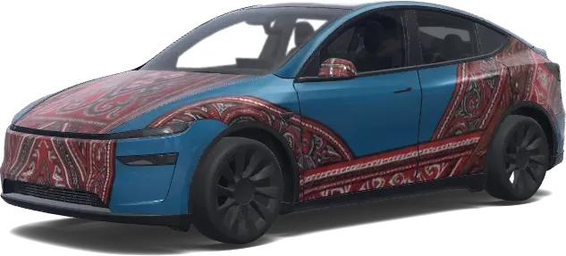 Ледниковый синий с узором пейсли – оклейка Tesla Model Y