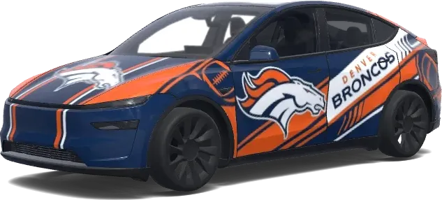 Denver Broncos themed wrap. – Tesla Model Y wrap