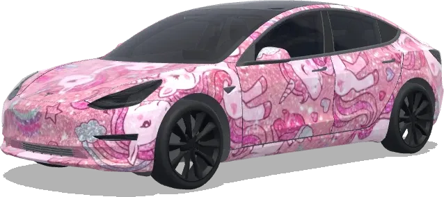 pink girly unicorn sparkly pink. – Tesla Model 3 wrap