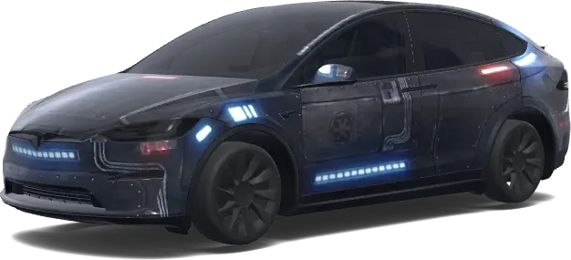 Cyberpunk-Glühen – Tesla Model X Wrap