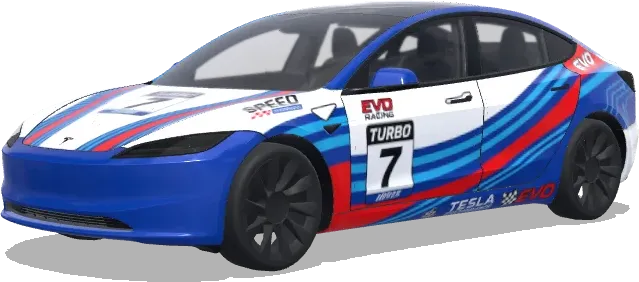 Turbo 7 Azul y Rojo – wrap para Tesla Model 3