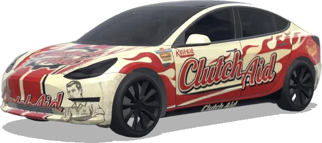 Clutch Aid brand from the Cars disney movie – Tesla Model 3 wrap