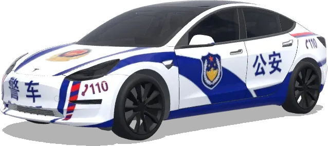 Blue White Police Car (警车涂装,蓝白条纹,官方徽章和紧急车辆标记) – Tesla Model 3 wrap