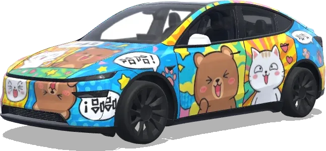 ブブイニ 顔文字 (布布一二搞笑表情) – テスラ Model Y ラッピング