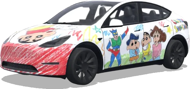 Shinchan estilo crayón (crayon shinchan) – wrap para Tesla Model Y