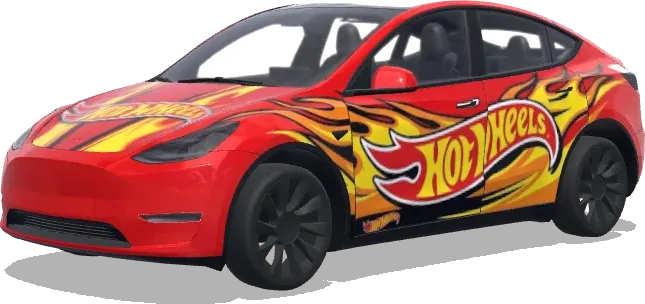 red car with logo of hot wheels – Tesla Model Y wrap