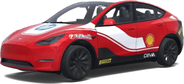 Rot-Weißes Rennsport-Folien-Design – Tesla Model Y Wrap