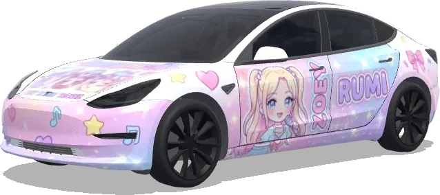 Envoltura de estrella K-Pop en tonos pastel – wrap para Tesla Model 3