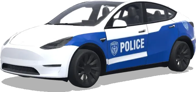 Patrulla azul sobre blanco (不要任何文字,蓝色警车涂装,白色主体) – wrap para Tesla Model Y
