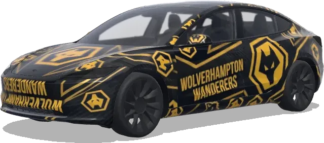 Wolverhampton Wanderers oro y negro – wrap para Tesla Model 3