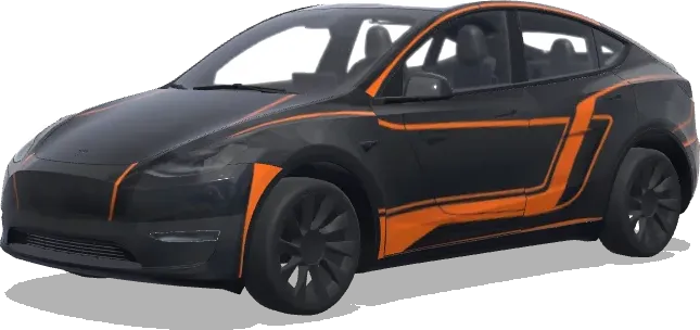 Matte Black Orange Circuit – Tesla Model Y wrap