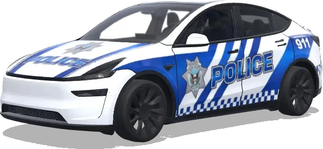 Polizeilackierung mit blauem Streifen – Tesla Model Y Wrap