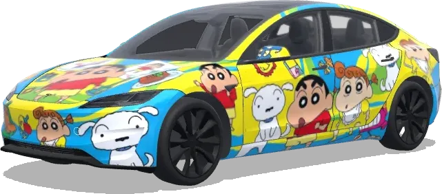 Vinilo amarillo de Shin-chan y sus amigos (小新) – wrap para Tesla Model 3
