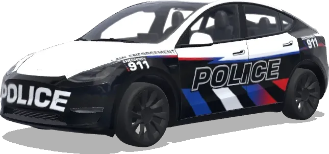 藍紅條紋警車 – 特斯拉 Model Y 塗裝
