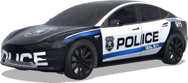 Rayas azules de policía Tesla – wrap para Tesla Model 3