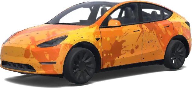 Orangefarbener Spritzer Tesla-Folierung – Tesla Model Y Wrap