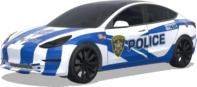 Blaue Streifen Sheriff Tesla – Tesla Model 3 Wrap