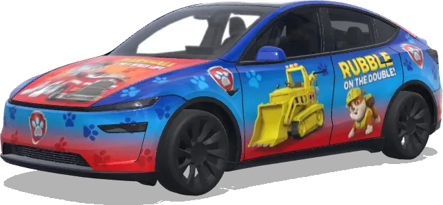 paw patrol chase marshal rumble – Tesla Model Y wrap