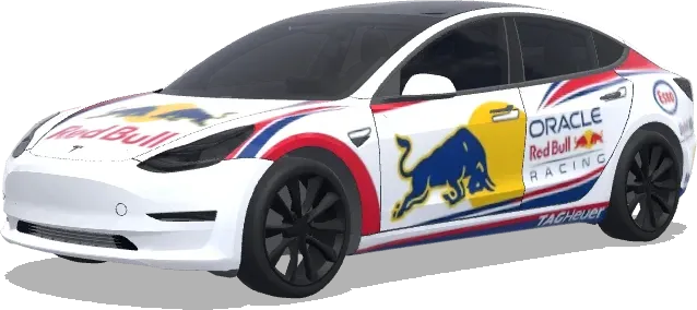 Red Bull F1 Weiß (Red Bull Racing F1 team white livery) – Tesla Model 3 Wrap