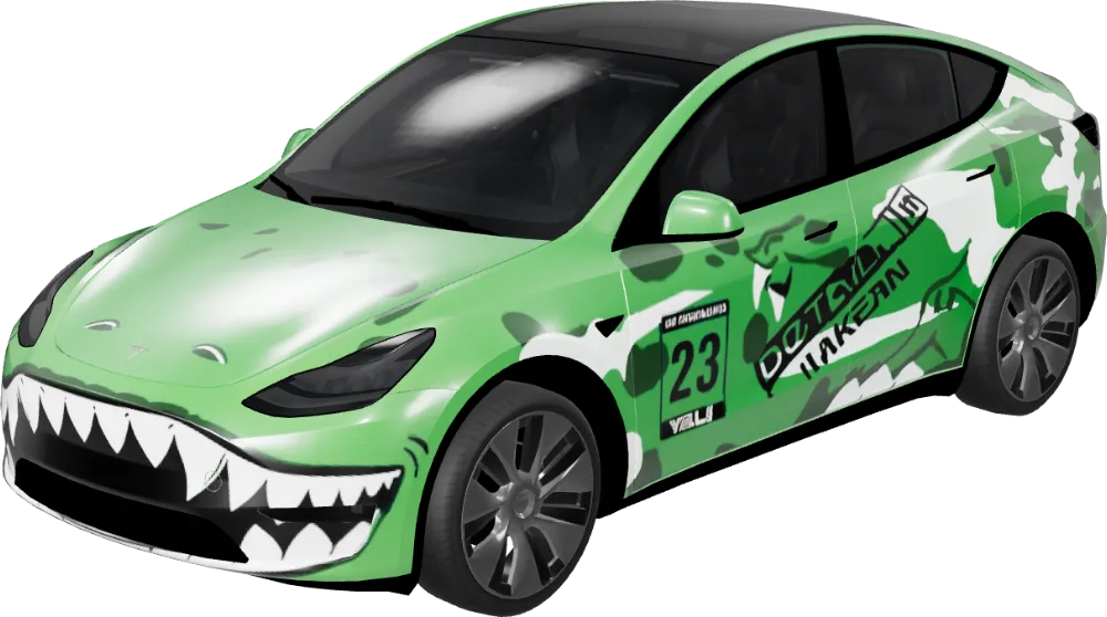 Dino Camo Rennlackierung (Dino Camo Racing Livery) – Tesla Model Y Wrap