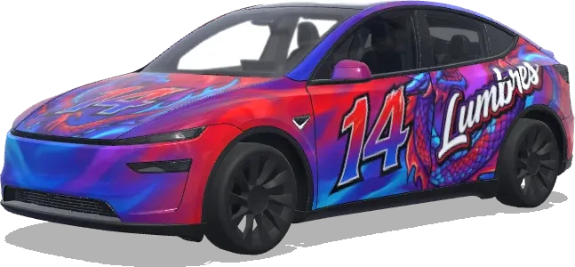 Dragón rojo azul violeta Lumbres – wrap para Tesla Model Y
