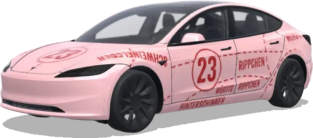 生成保時捷的粉豬塗裝 – 特斯拉 Model 3 塗裝