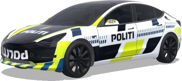 丹麦警车黑白配色(Danish police car. Colors: black, white.) – 特斯拉 Model 3 涂装