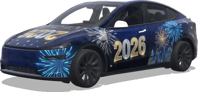 Silvester 2026 (NYE 2026) – Tesla Model Y Wrap