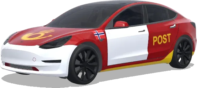 挪威郵政車風格(Make it like a Norwegian postal car) – 特斯拉 Model 3 塗裝