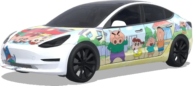 Crayon Shin-chan Vorstadtszene (蜡笔小新) – Tesla Model 3 Wrap
