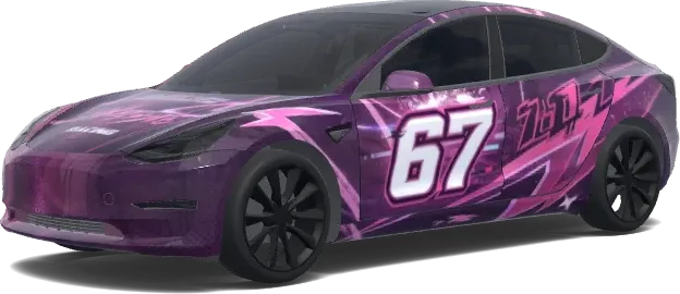 사이드 67번 레이싱 (add the number 67 on the sides like on racing cars) – 테슬라 Model 3 랩핑